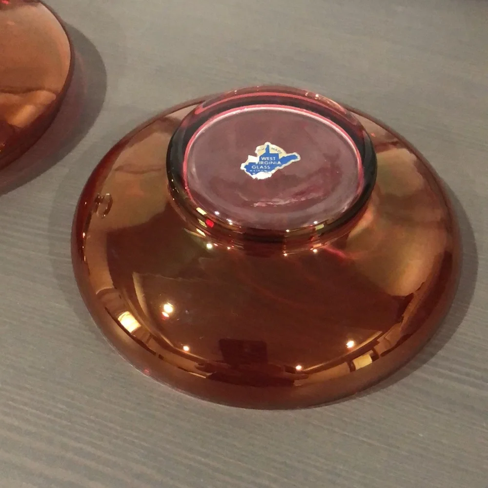 Gorgeous Iridescent Red Vintage Covered Glass Dish - Picture 7 of 13